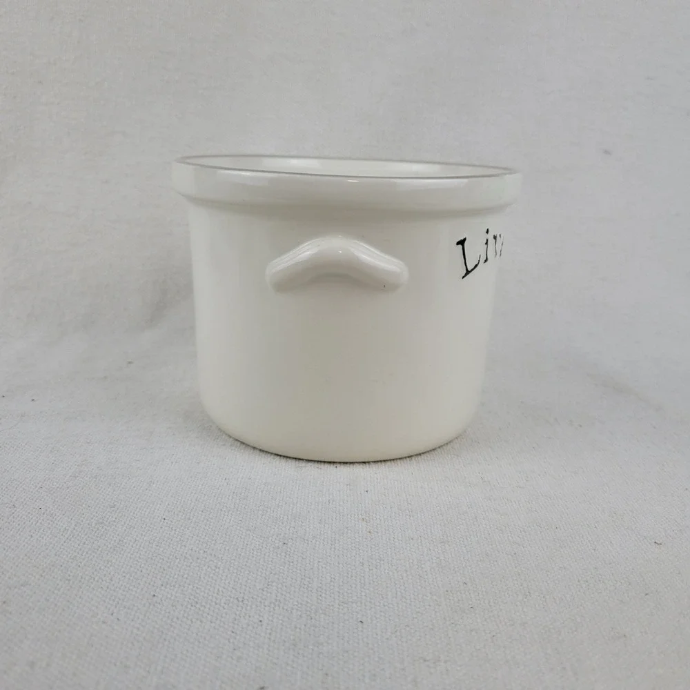 Pottery By Inc Kathy White Ceramic Live Star‎ Crock Planter Kitchen Decor 4x5